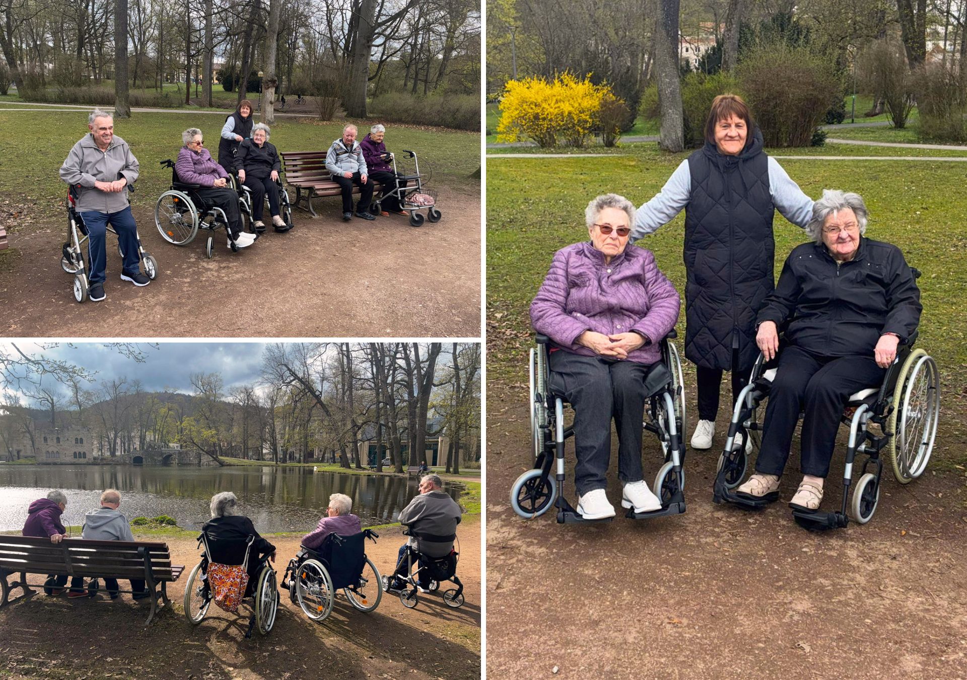 Bewohner des Haus LebensWert beim Osterspaziergang im Englischen Garten Meiningen.